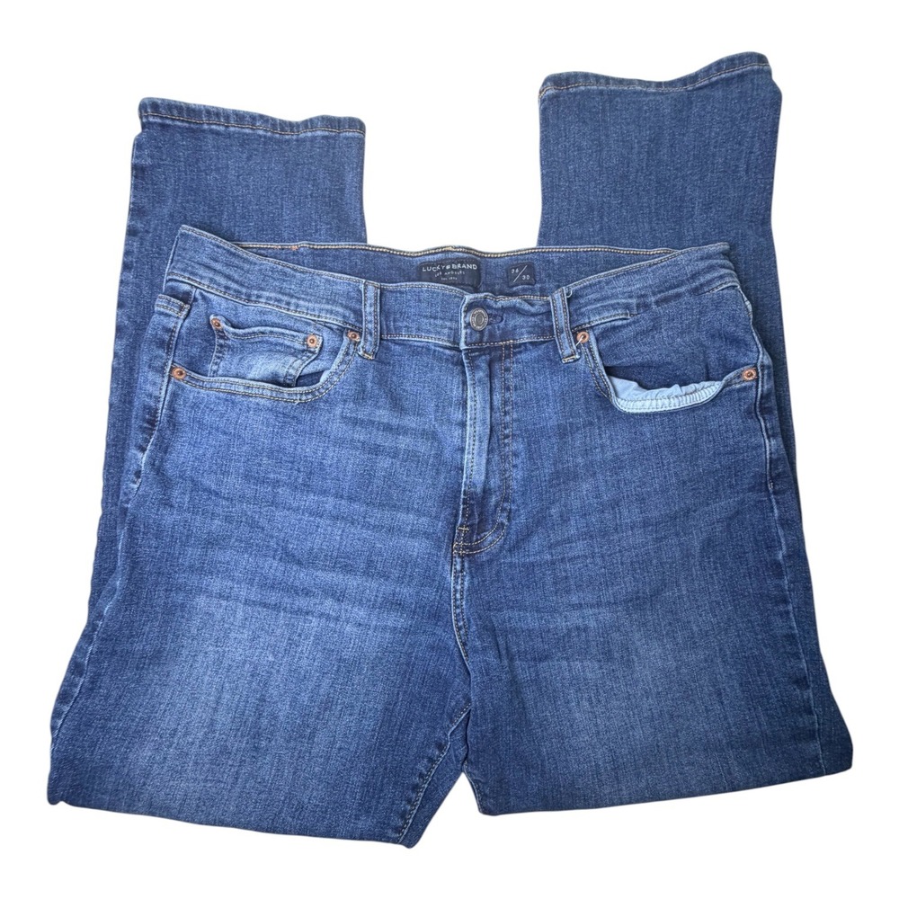 Lucky Brand 410 Athletic Straight Jeans Mens 36x30 Medium Wash Blue Denim